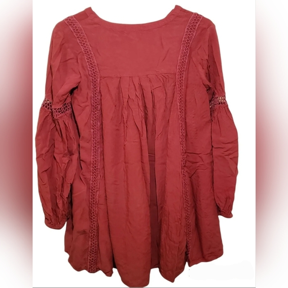 ❤️ Rebellion Again Boho Embroidered Peasant Blouse Top Size SMALL RED ❤️ - Picture 2 of 12